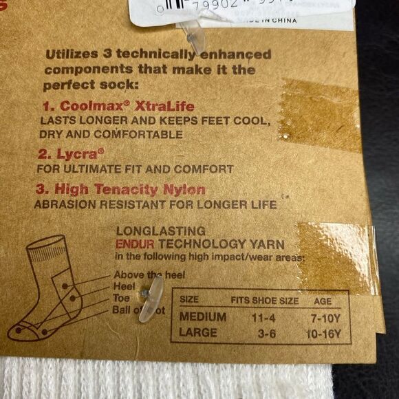 Boys Multi Color (Blue & White) Endur 4 pack Socks size medium (11-4) Age 7-10 - Picture 4 of 5